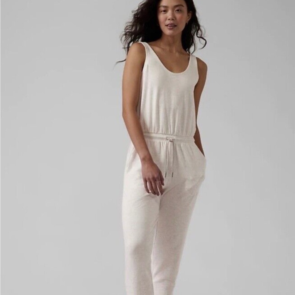 ATHLETA BALANCE JUMPSUIT TOASTED IN TOASTED BROWN HEATHER SZ M